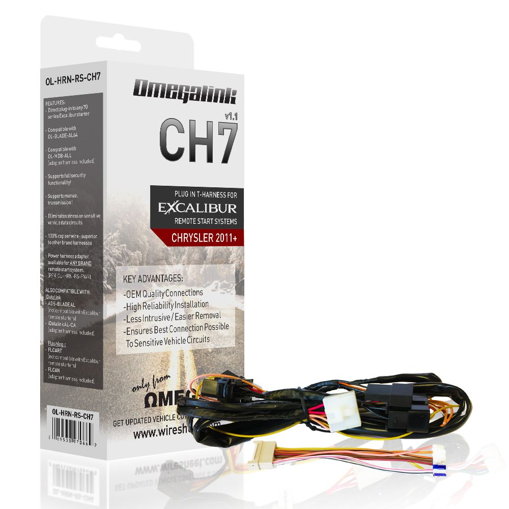 Omegalink OL-HRN-RS-CH7 Plug in T-harness for Chrysler Group vehicles from 2011 and up, including Push-To-Start models.