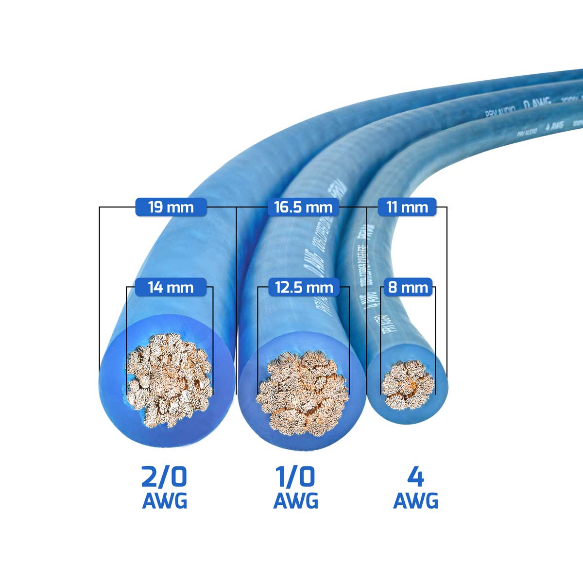PRO AUDIO OFC POWER WIRE SPOOL 2/0G 25 FT ELECTRIC BLUE