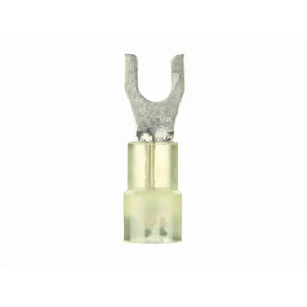 YNST10 Yellow Nylon Spade Terminal, 12-10 Gauge, #10,