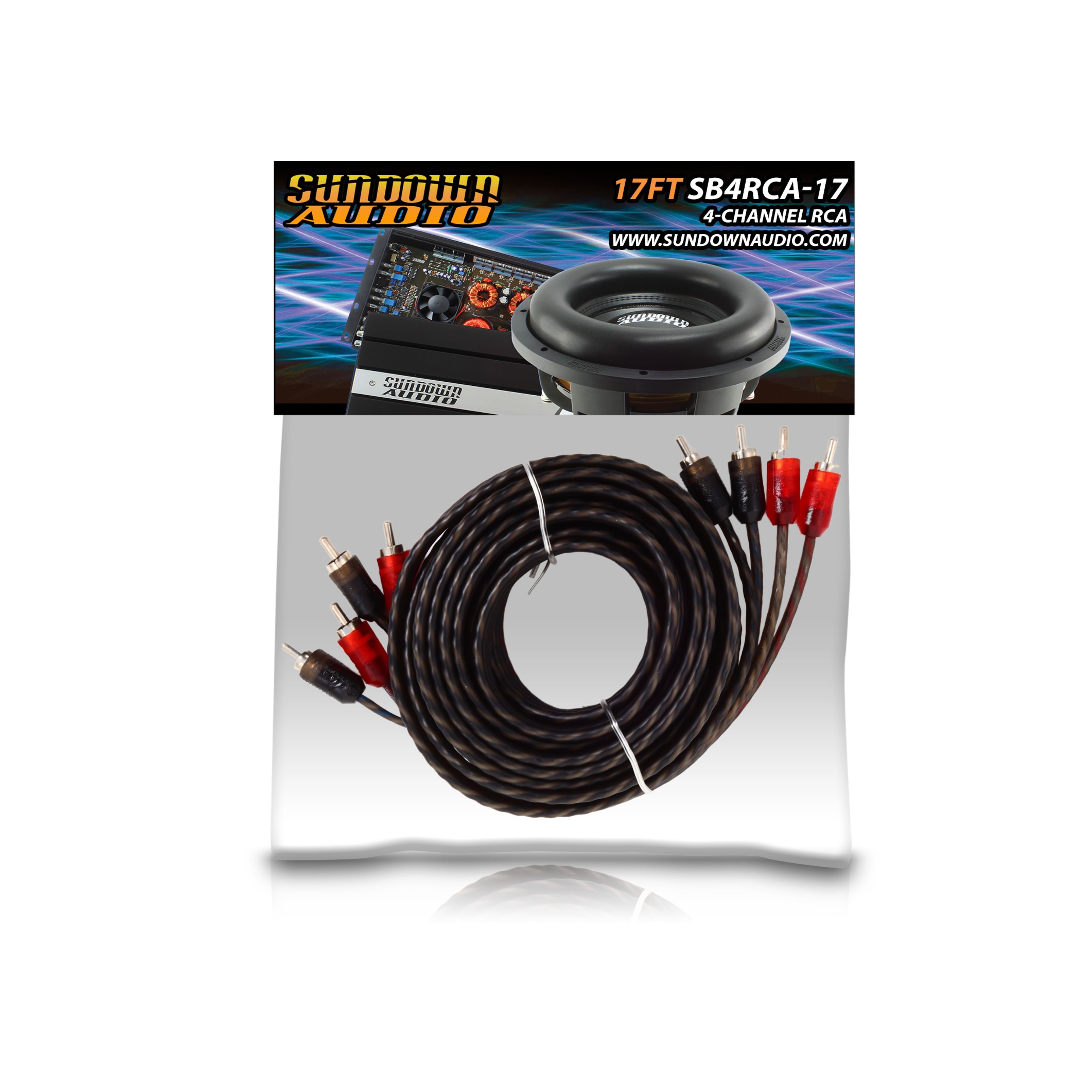 Sundown Audio 17 ft. 4 Channel Budget RCA Interconnect Cables (SB Series)