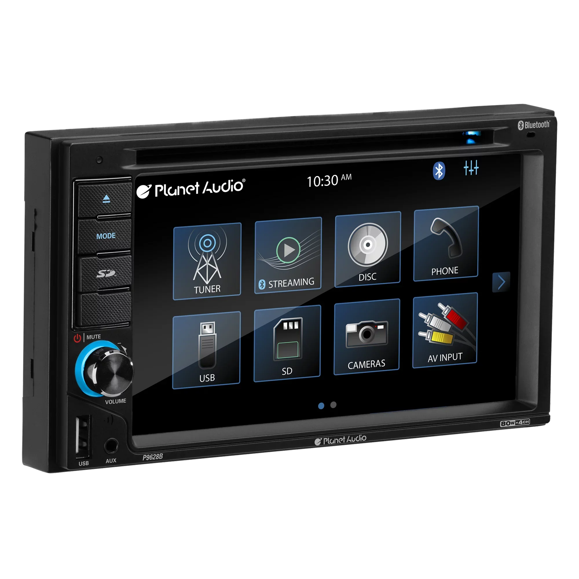Planet Audio P9628B 6.2” Touchscreen Car DVD Player, Bluetooth, DVD USB SD AM/FM