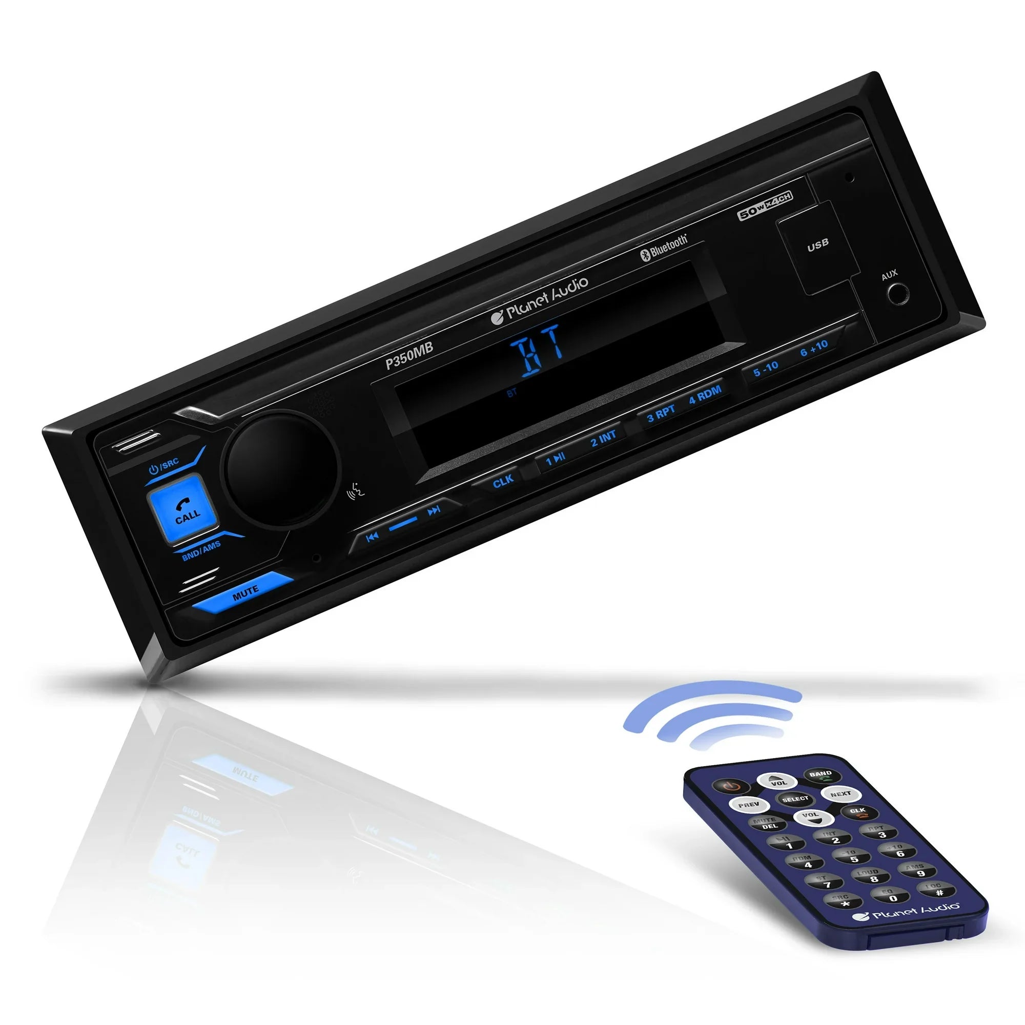 Planet Audio P350MB Car Audio Stereo System - Single Din, Bluetooth Audio and Calling Head Unit, MP3