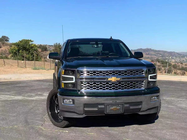 AlphaRex 14-15 Chevrolet Silverado LUXX-Series LED Projector Headlights Black
