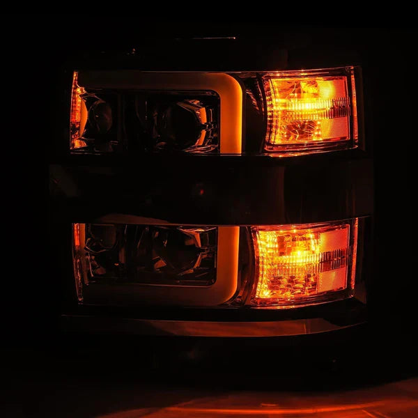 AlphaRex 15-19 Chevrolet Silverado 2500HD/3500HD LUXX-Series LED Projector Headlights Black