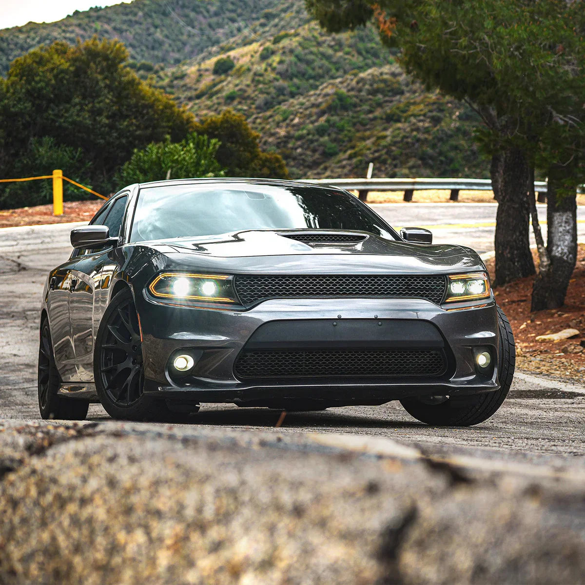 AlphaRex 15-23 Dodge Charger LUXX-Series LED Projector Headlights Black