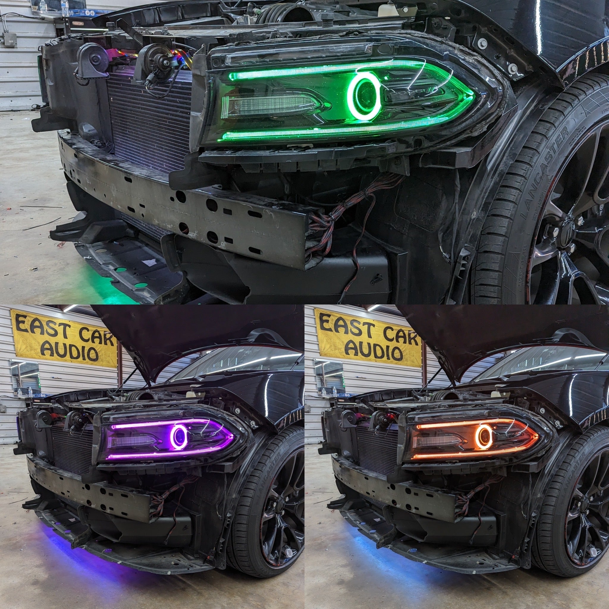 Prebuilt 2015-2023 Dodge Charger RGBW Color Changing LED Projector Headlights with Bluetooth