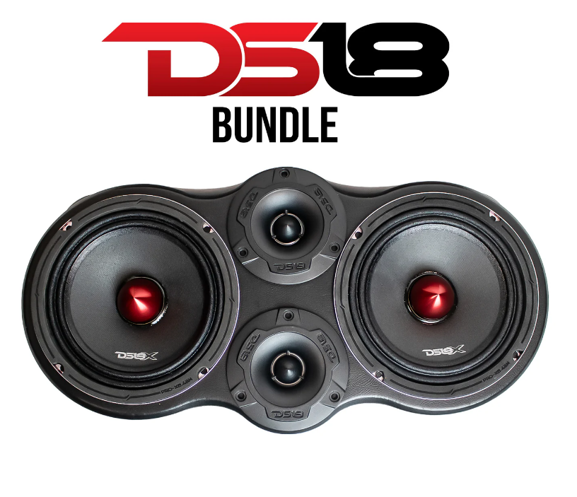 DS18 Car Audio Bundle – SS-SSTT265-3-VINYL Panel for Standard Cab Trucks + DS18 Pair PRO-X6.4BM Midrange Speakers & PRO-TW1X/BK Tweeters | Pro Audio Package