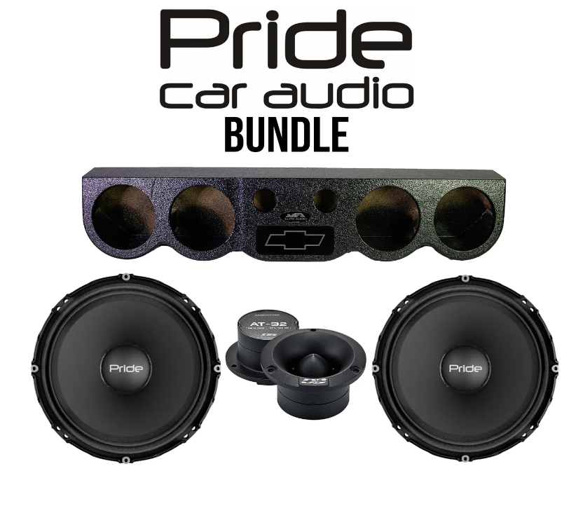 Pride Car Audio Bundle – SS-ROOFPANEL 4x6.7 Roof Pod with Chevy Logo + (2) Pride Solo 300 Competition 6.5