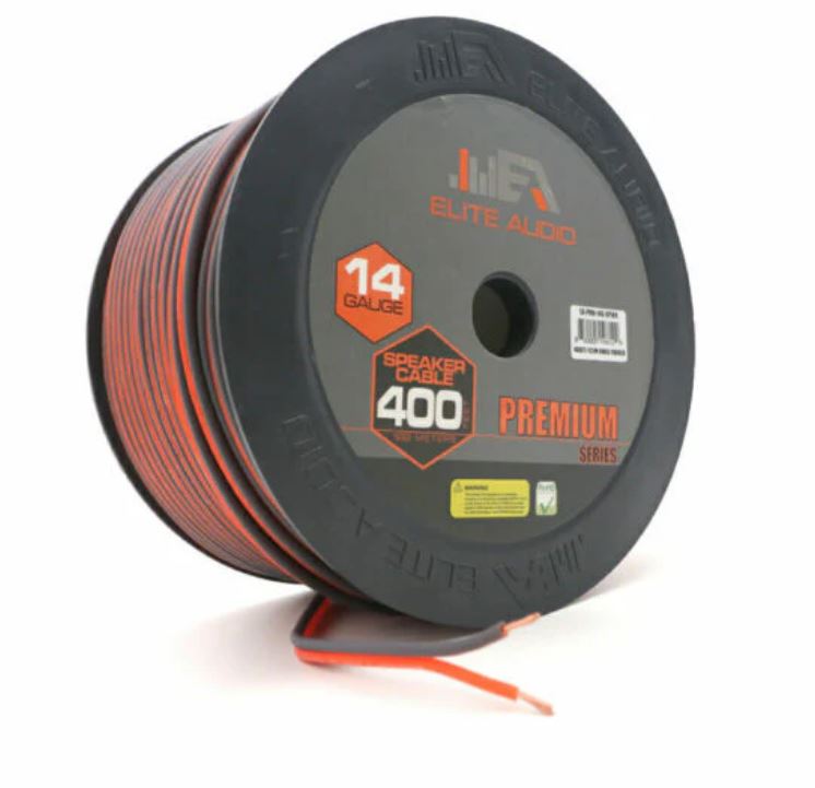 Elite Audio 14 Gauge CCA Speaker Wire – 400ft | Premium Car Audio Power Cable for Subwoofers & Amplifiers