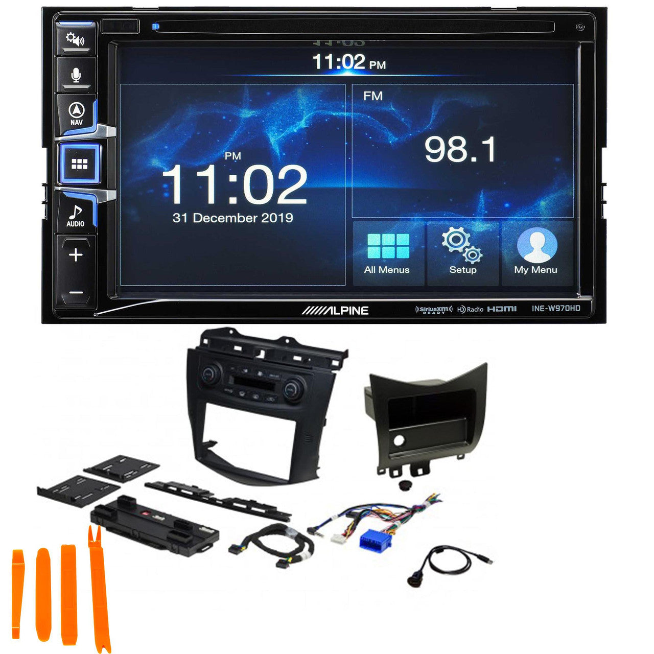 Alpine Bundle - INE-W970HD 6.5-Inch Nav Receiver with PAC RPK4-HD1101 2003-07 Honda Accord Installation Kit