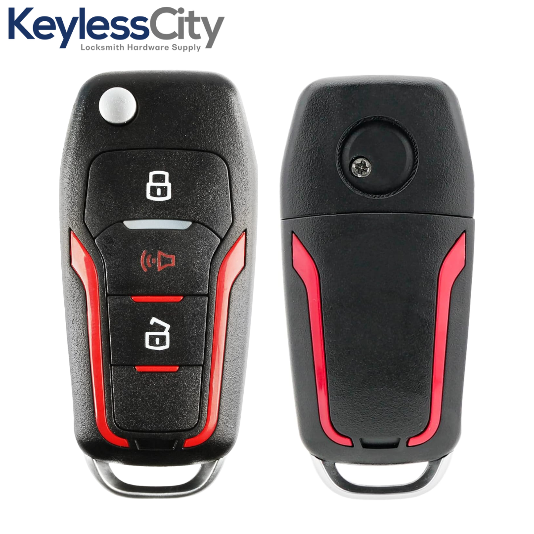 Ford H92-PT / H84 / 3-Button Flip Key (4D63 80 Bit Chip) (red color) (AFTERMARKET)