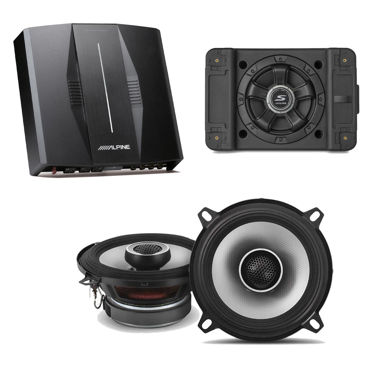 Alpine PXE-C80-88 OPTIM8 8-Channel Hi-Res DSP Amplifier w/ SS-SB12 Subwoofer, S2-S50 Bundle