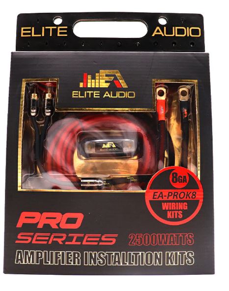 Elite Audio 8 Gauge Amp Kit Pro Series 100% OFC Copper True Gauge Complete Amplifier Wiring Kit