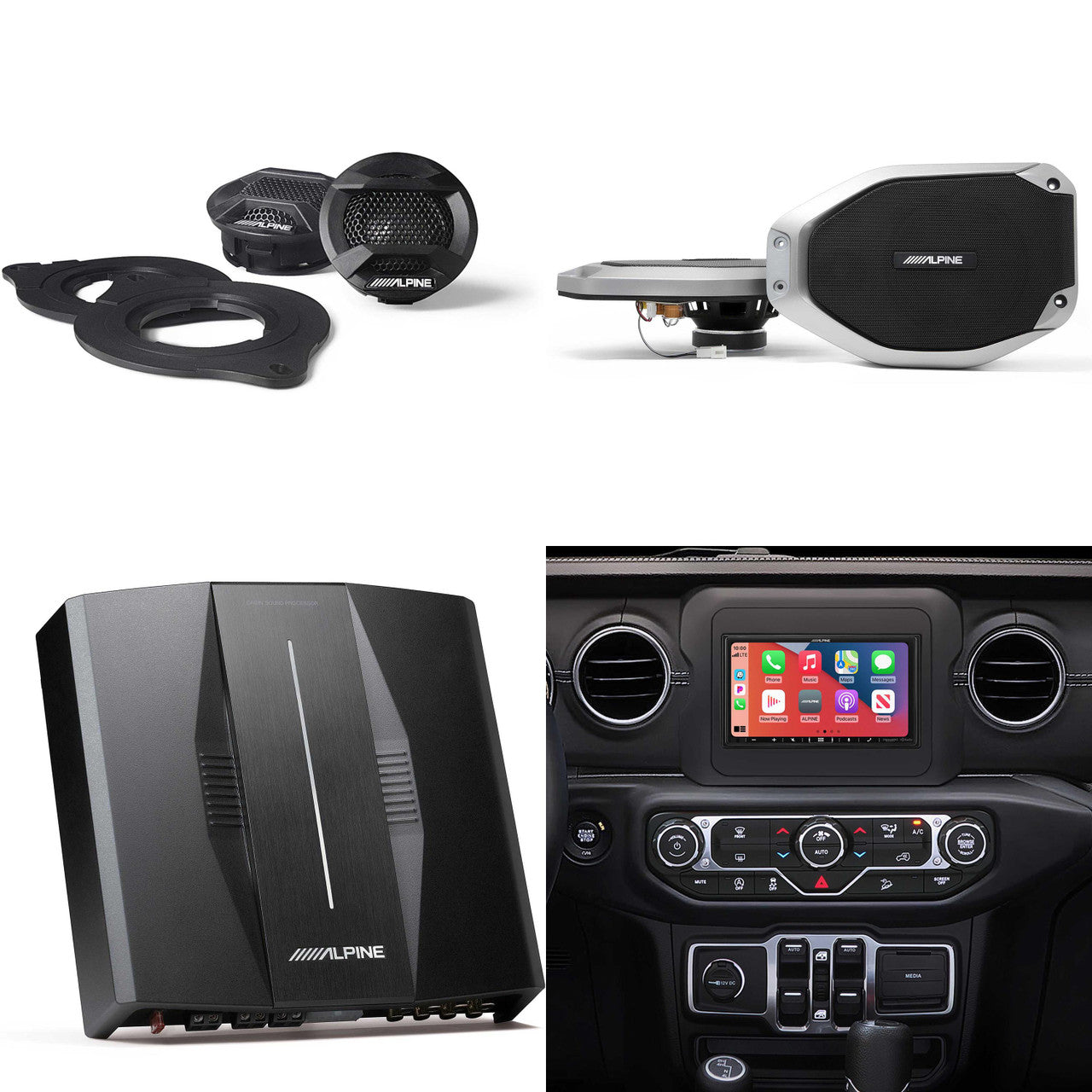 Alpine i407-WRA-JL 7in In-Dash Digital Receiver w/ SPV-10TW-WRA, SPV-65-JLT & PXE-C80-88 OPTIM8 8-Channel Hi-Res DSP Amp Bundle for 18 - Up Wrangler