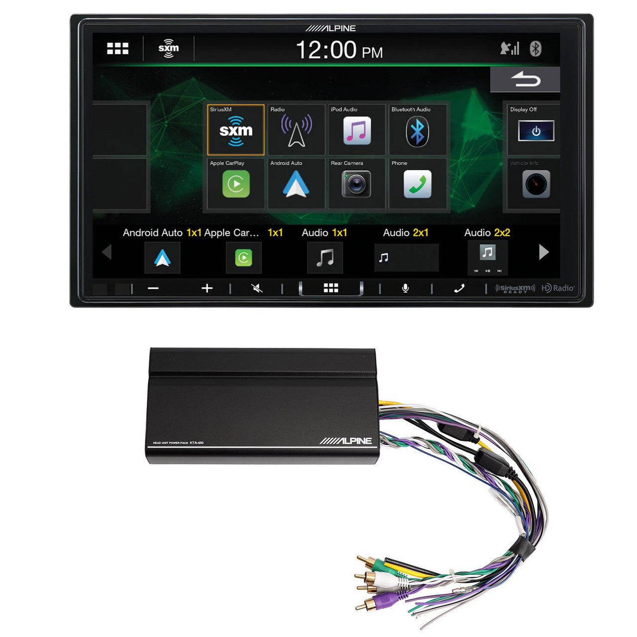 Alpine i407-WRA-JK 7in In-Dash Digital Receiver with Alpine KTA-450 4 CH PowerStack Amp Compatible With 07-17 Jeep Wrangler