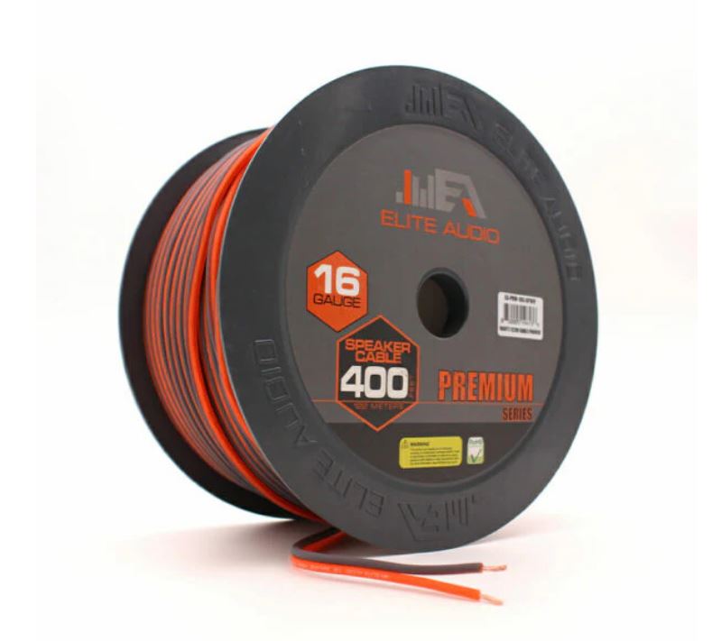 Elite Audio 16 Gauge CCA Speaker Wire – 400ft | Premium Car Audio Cable for Subwoofers & Amplifiers