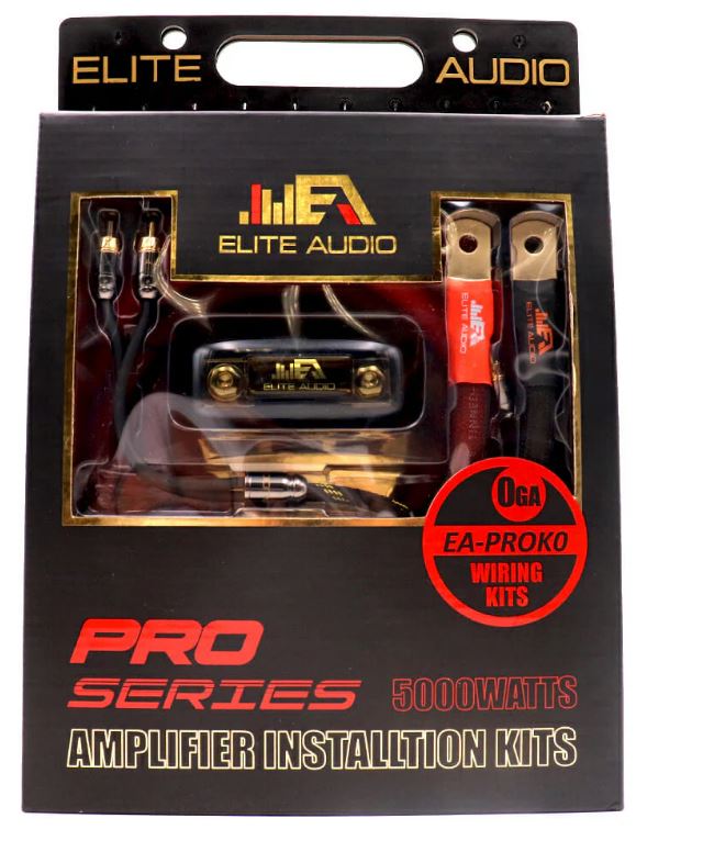 Elite Audio EA-PROK0 Pro Series 100% OFC Copper 0 Gauge Amp Kit | True Gauge Complete Amp Wiring Kit | Elite Audio