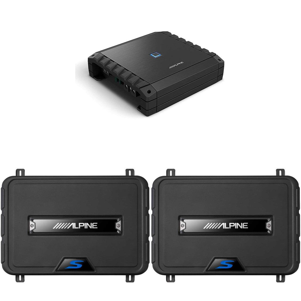 Alpine S2-A60M S-Series Class-D Amp & (2 ) SS-SB10 Single 10” S-Series Shallow Preloaded Subwoofer Enclosure