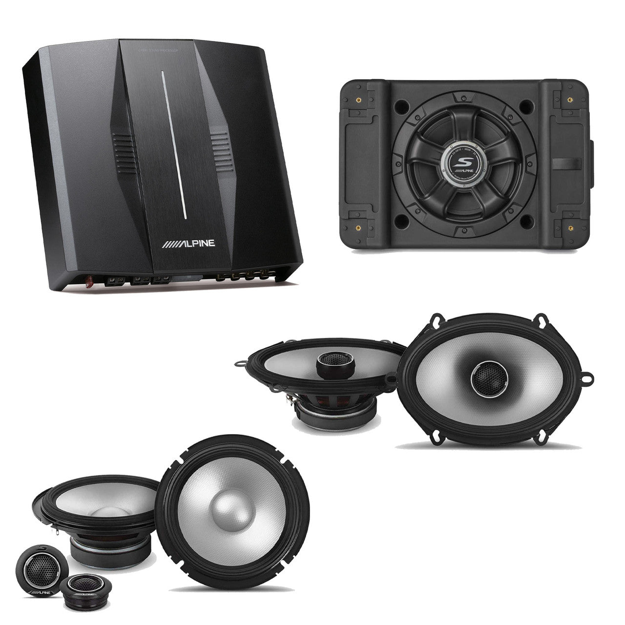 Alpine PXE-C80-88 OPTIM8 8-Channel Hi-Res DSP Amplifier w/ SS-SB12 Subwoofer, S2-S65C 6.5