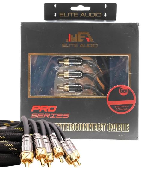Elite Audio 20ft 6-Channel RCA Cable – OFC Copper, Triple Shielded, Brass Connectors