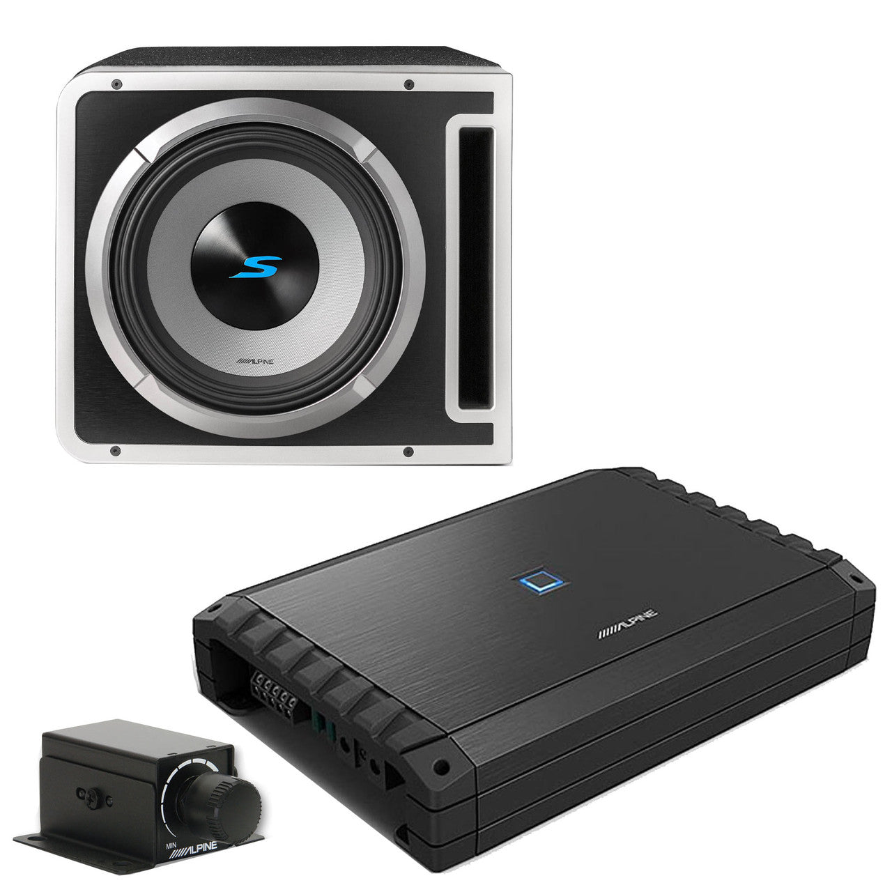 Alpine S2-A55V S-Series 5-Channel Amp / Rux Knob & Alpine S2-SB10V 10