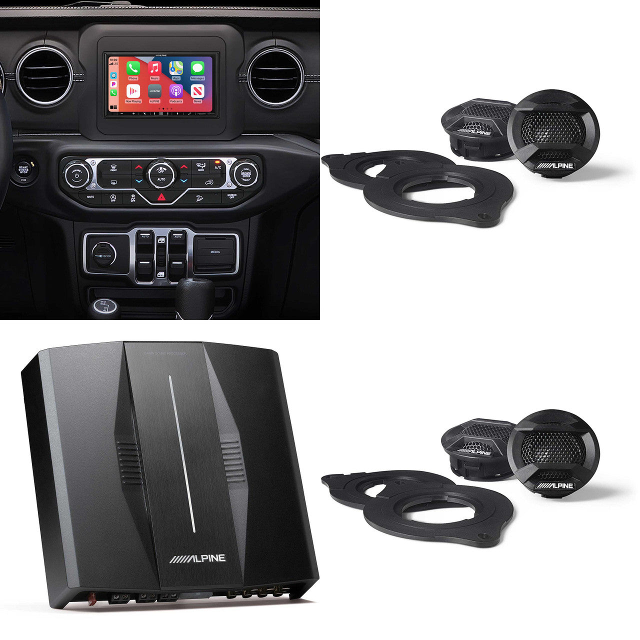 Alpine i407-WRA-JL 7in In-Dash Digital Receiver w/ (2 pair ) SPV-10TW-WRA & PXE-C80-88 OPTIM8 8-Channel Hi-Res DSP Amp Bundle for 18 - Up Wrangler