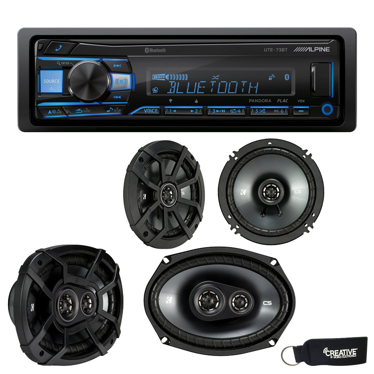 Alpine UTE-73BT Bluetooth Receiver (No CD), a Pair of 43CSC654 6.5