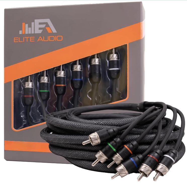 Elite Audio 20ft 6-Channel RCA Cable – OFC Twisted Pair with Noise Reduction