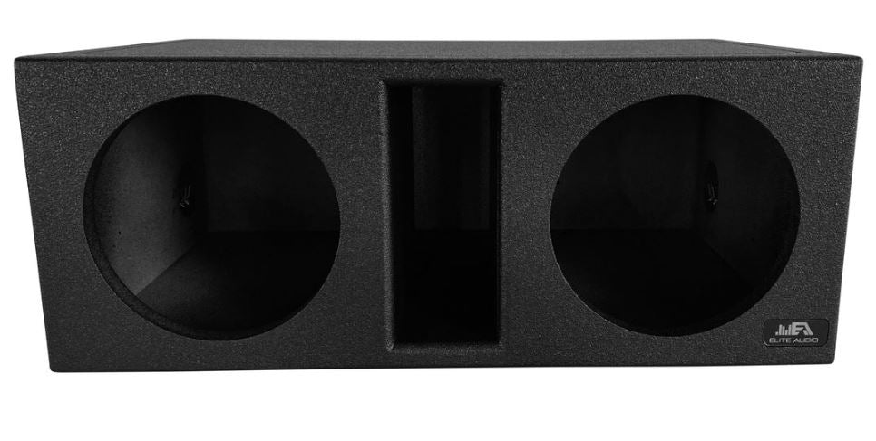 Elite Audio EBOX-BLVD10SPL Dual 10” Subwoofer Enclosure - Durable Polyurethane Bed Liner Finish, 35Hz Tuned Mega Port, 1” MDF Heavy-Duty Construction, Pro-Tuned Ports, High-Current Spring Terminals for SPL Bass & Superior Sound Quality