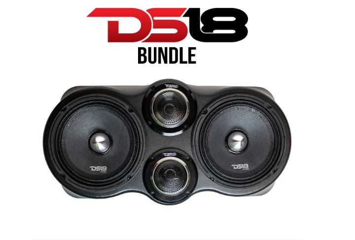 DS18 Car Audio Bundle – Universal SS-SSTT265-3 Vinyl Tiddy-Panel with 2× DS18 PRO-FR6NEO 6.5
