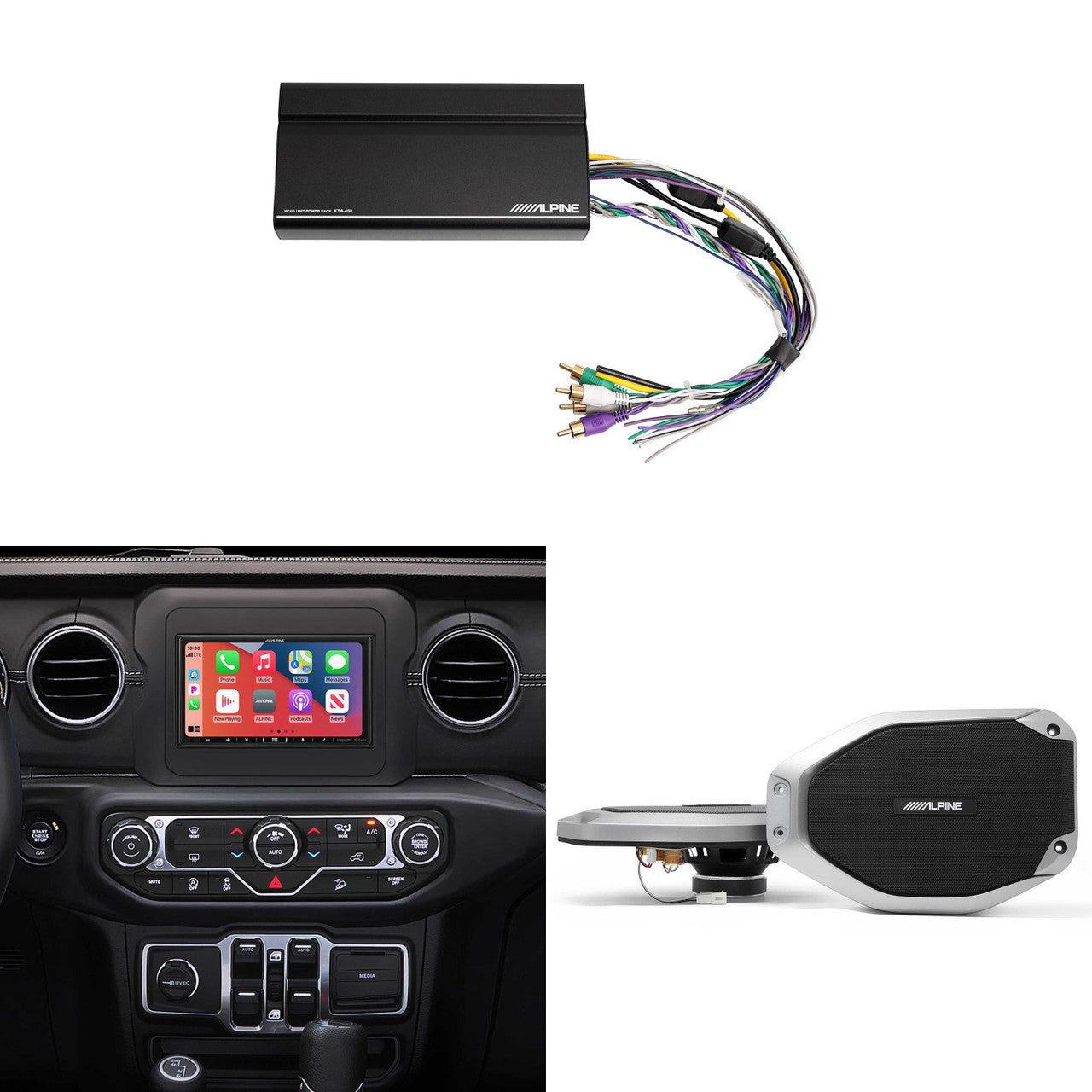 Alpine i407-WRA-JL 7in In-Dash Digital Receiver w/ SPV-65-JLT & Power Pack Bundle for 18 - Up Wrangler