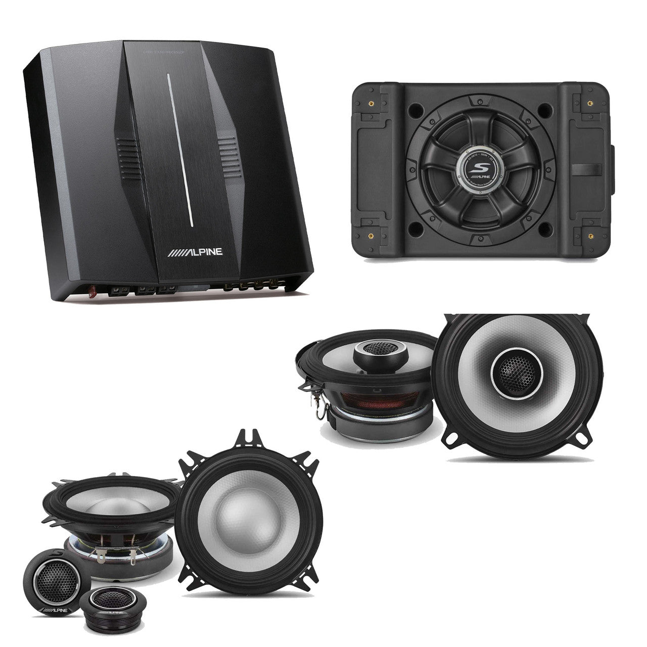 Alpine PXE-C80-88 OPTIM8 8-Channel Hi-Res DSP Amplifier w/ SS-SB12 Subwoofer, S2-S40C & S2-S50 Bundle