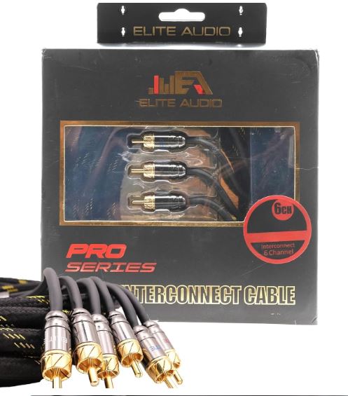 Elite Audio 17ft 6-Channel RCA Cable – OFC Copper, Triple Shielded, Brass Connectors