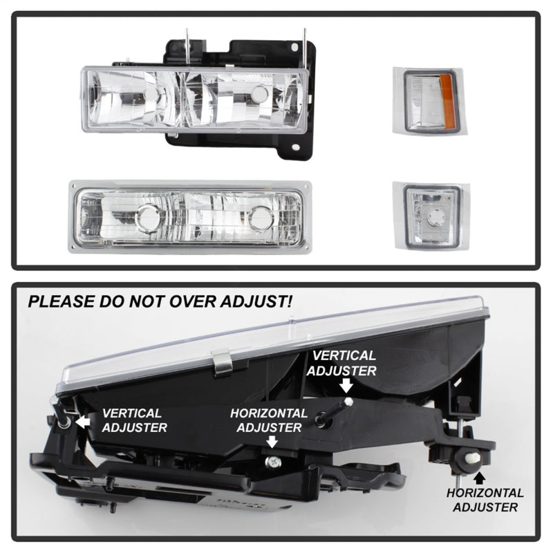 xTune Chevy Suburban 94-98 Headlights w/ Corner & Parking Lights 8pcs Chrome HD-JH-CCK88-AM-C-SET (Copy)
