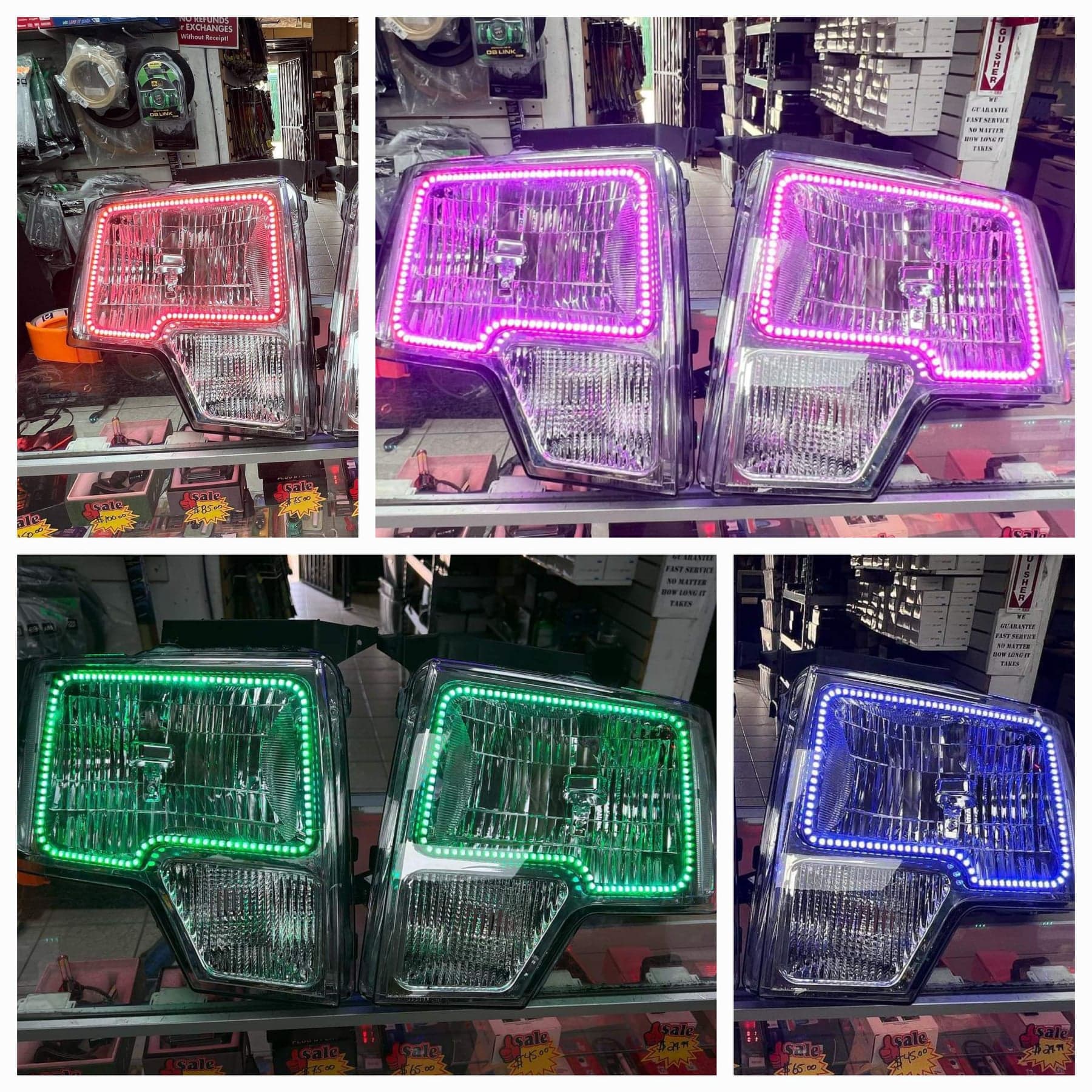 2009-2014 Ford F-150 RGB Color Changing Halo Pre-Built Headlight Assembly.