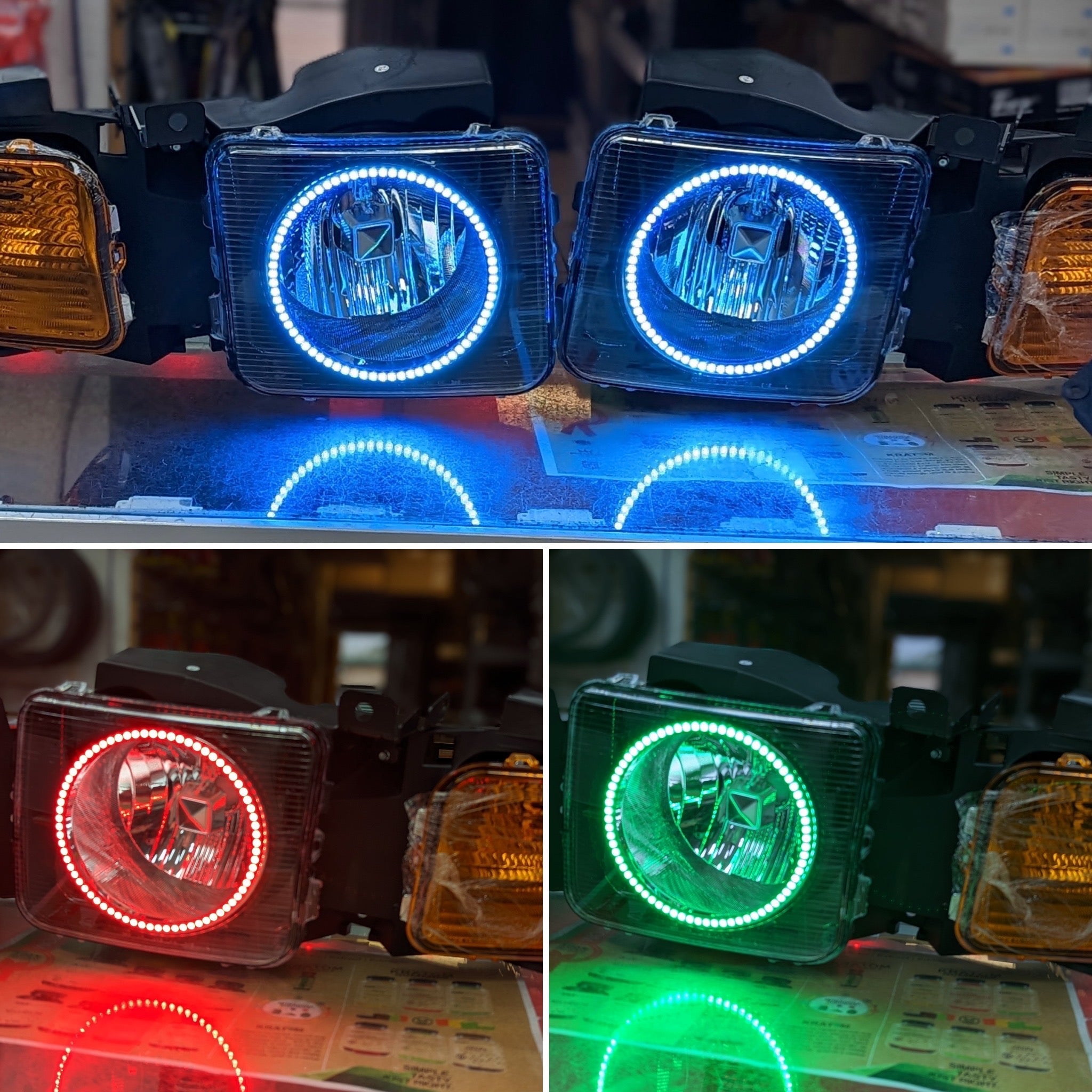 Prebuilt 2005-2010 Hummer H3 RGB Color Changing LED Headlights and Fog lights with Bluetooth