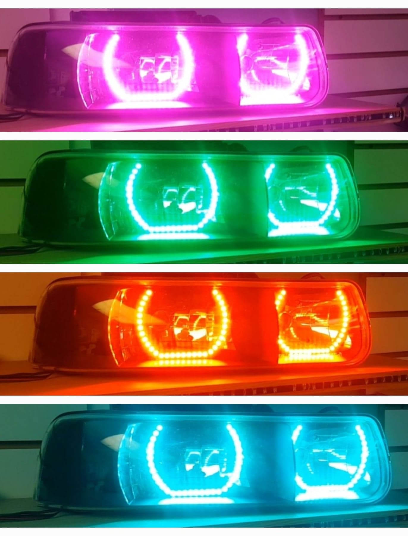 1999 - 2002 Chevy Silverado, 2000 - 2006 Chevy Tahoe Headlights with RGB Color Changing Halos Pre-Built Headlights Assemby