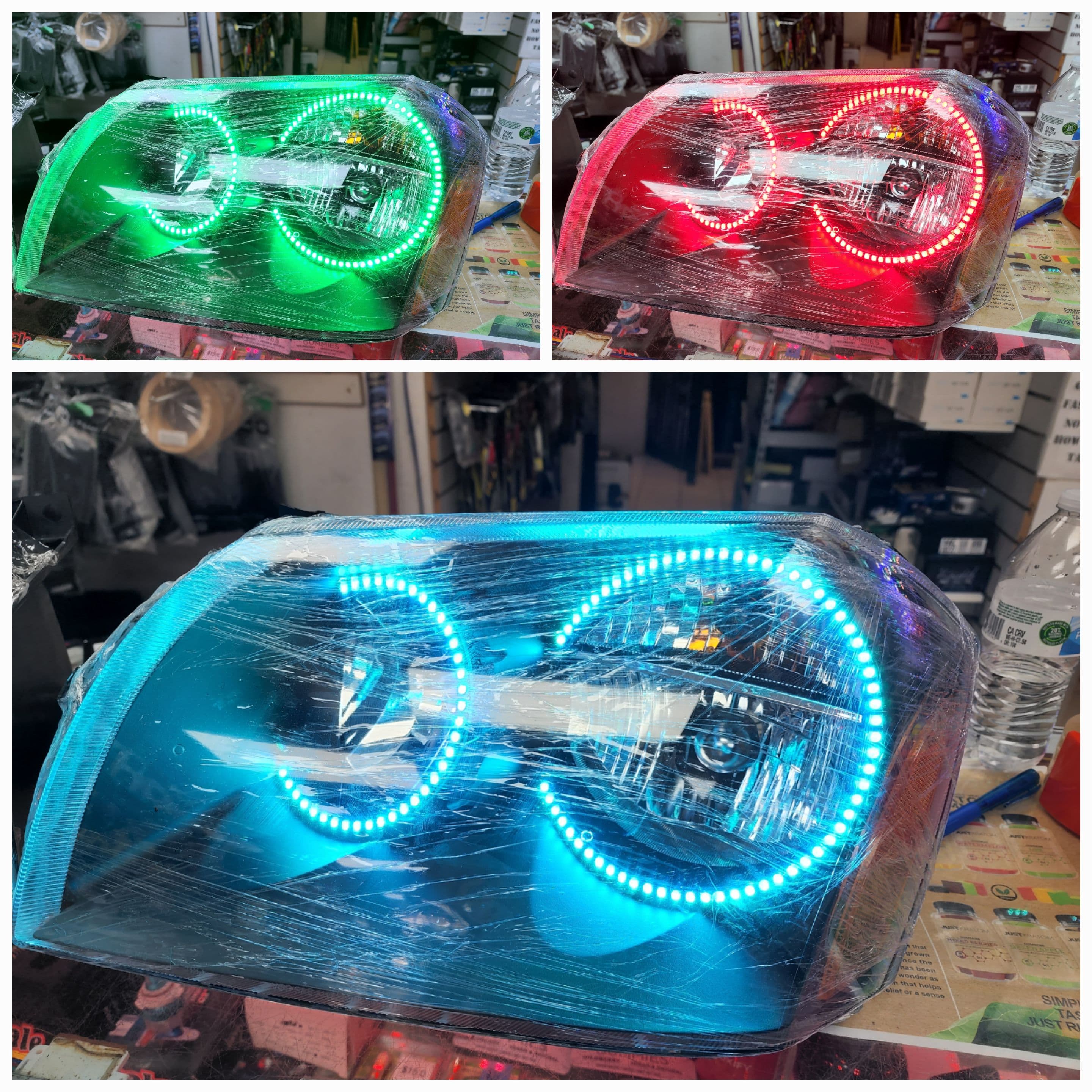 Black 2005-2007 Dodge Magnum Headlights With color changing rings