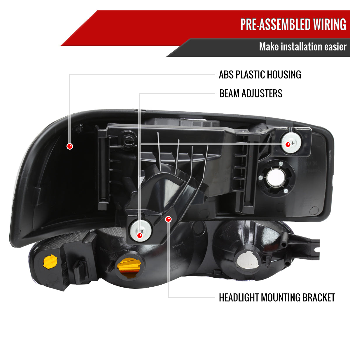 Spec-D 99-06 GMC Sierra/ 00-06 Yukon Denali Bumper Headlights Black