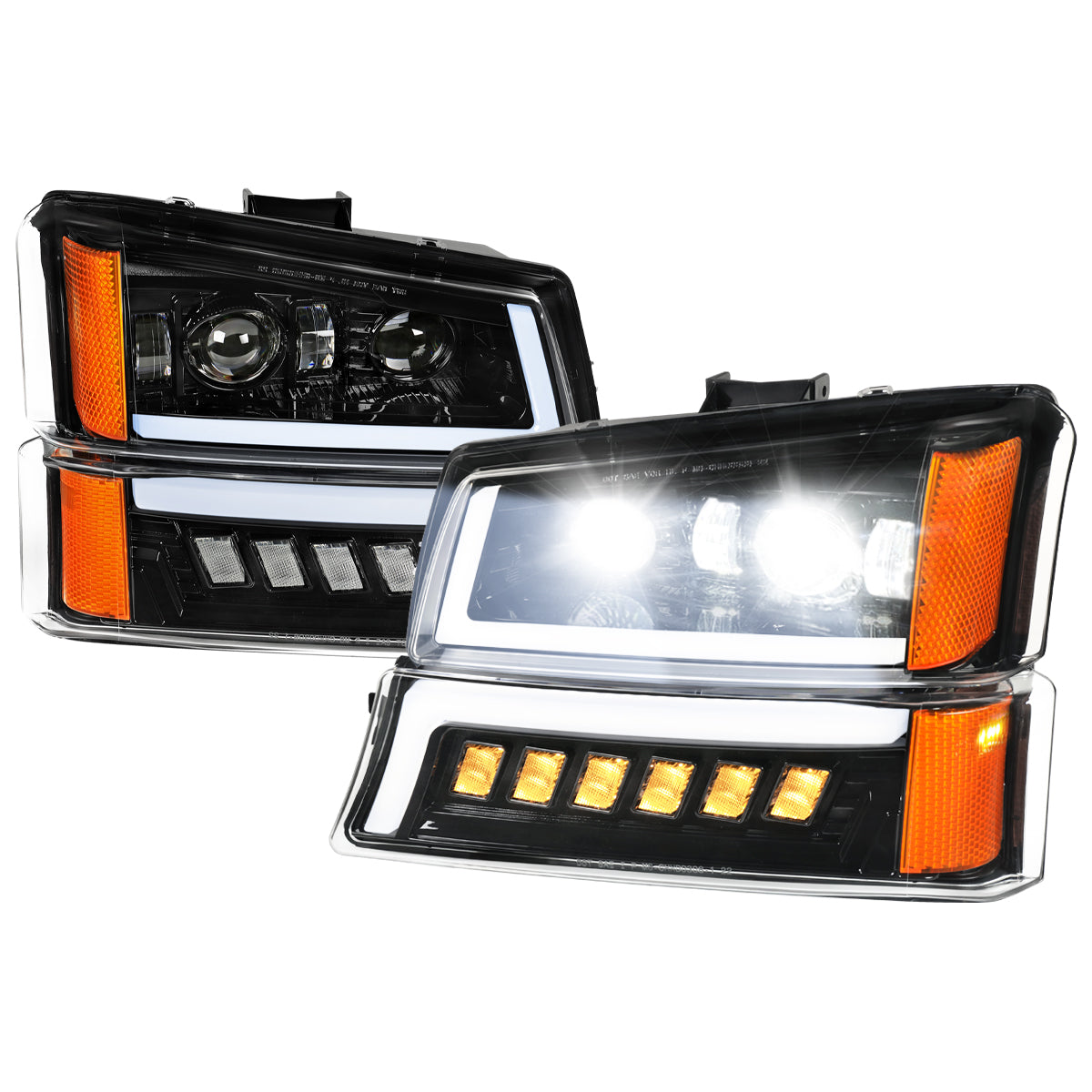 Spec-D 03-06 Chevy Silverado GMC Sierra Headlights Halo Black/Smoked