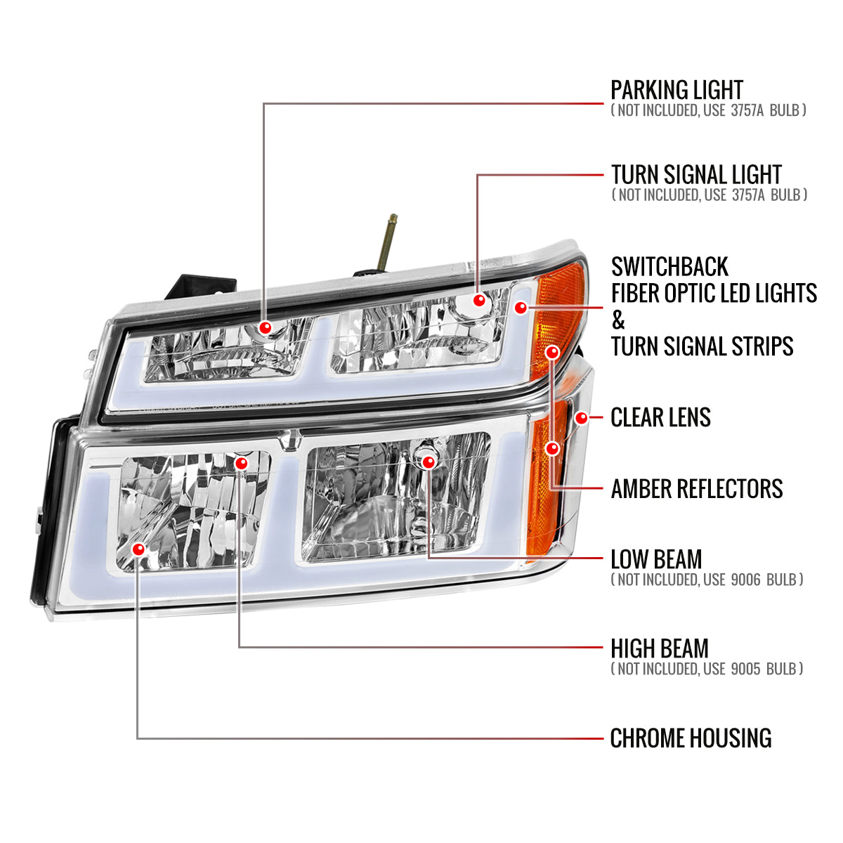 Spec-D 04-12 Chevy Colorado GMC Canyon Tail Lights Chrome/Clear G3