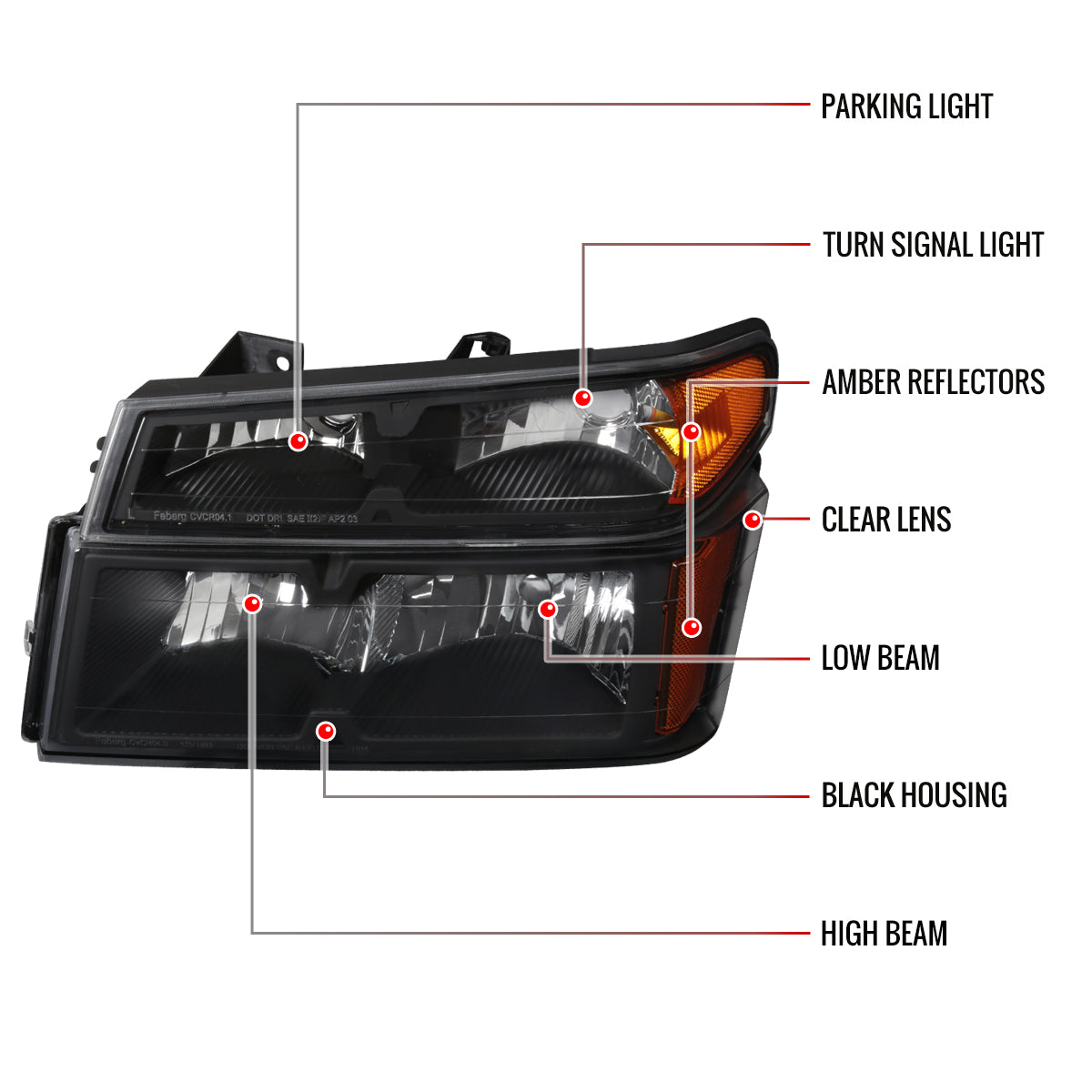 Spec-D 04-12 Colorado GMC Canyon Isuzu I-Series OE Headlights Black