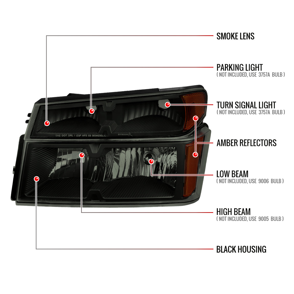 Spec-D 04-12 Colorado/GMC Canyon OE Headlights/Corner Lights Smoked