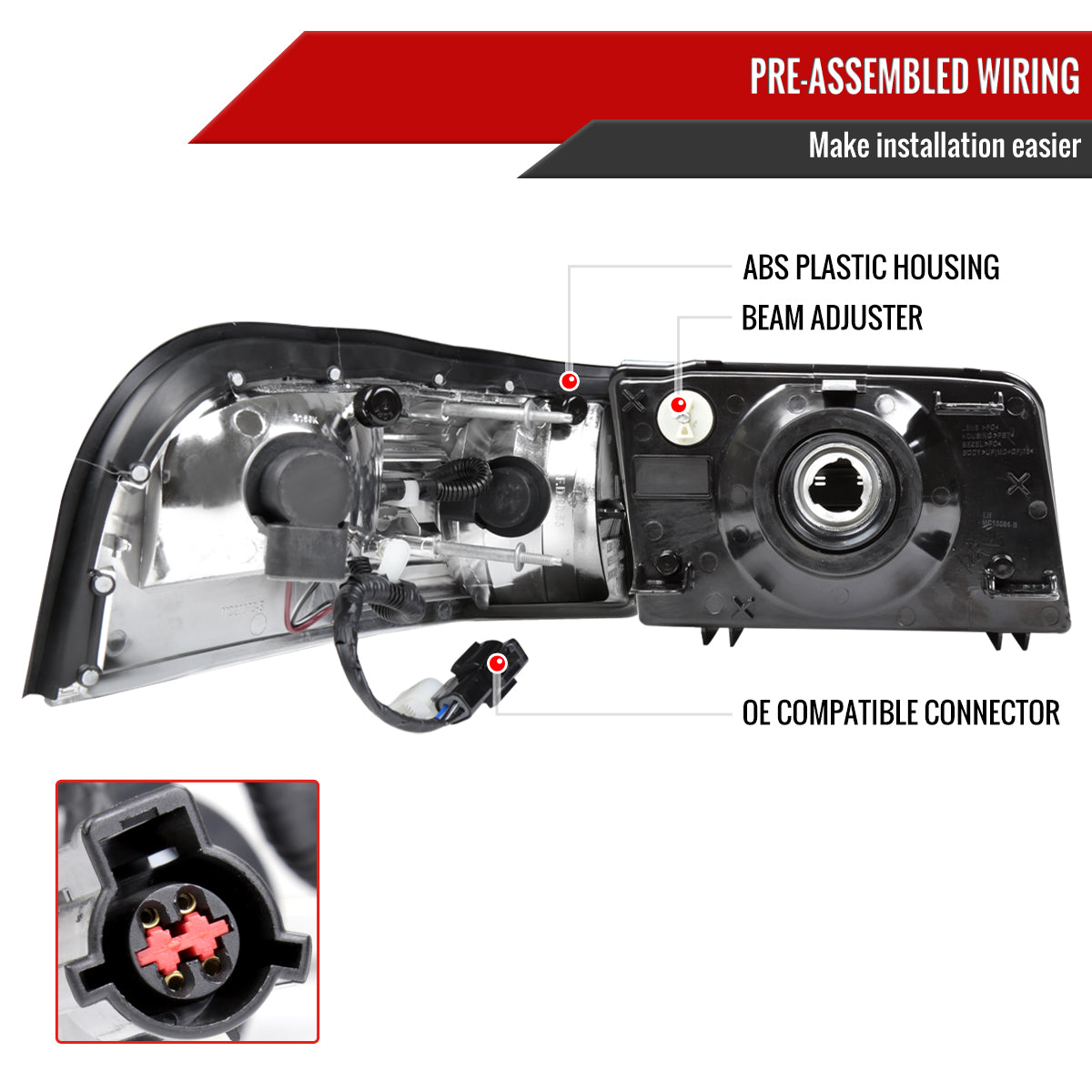 Spec-D 06-11 Mercury Grand Marquis Headlights OEM Style Black/Clear