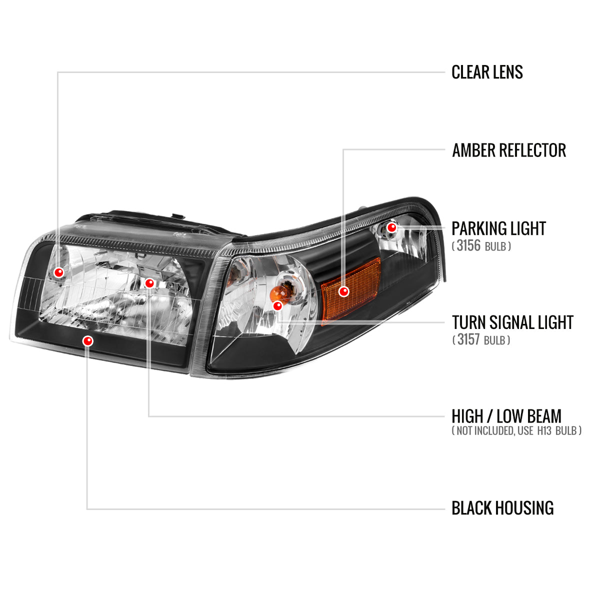Spec-D 06-11 Mercury Grand Marquis Headlights OEM Style Black/Clear