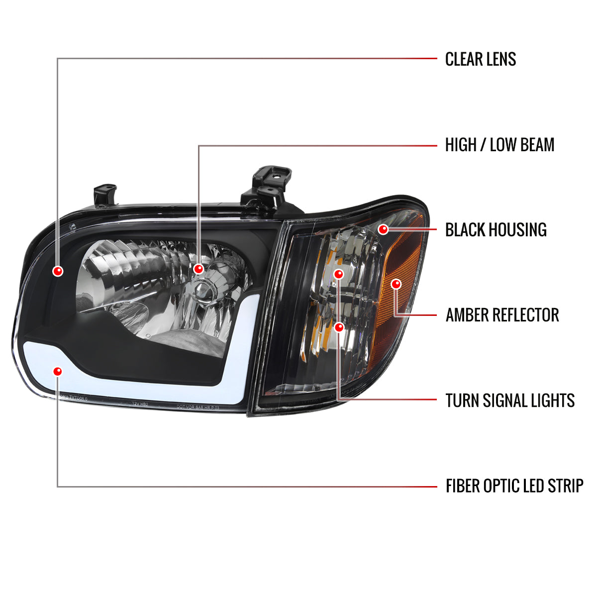 Spec-D 05-06 Tundra/05-07 Sequoia Headlights OEM style Black/Amber