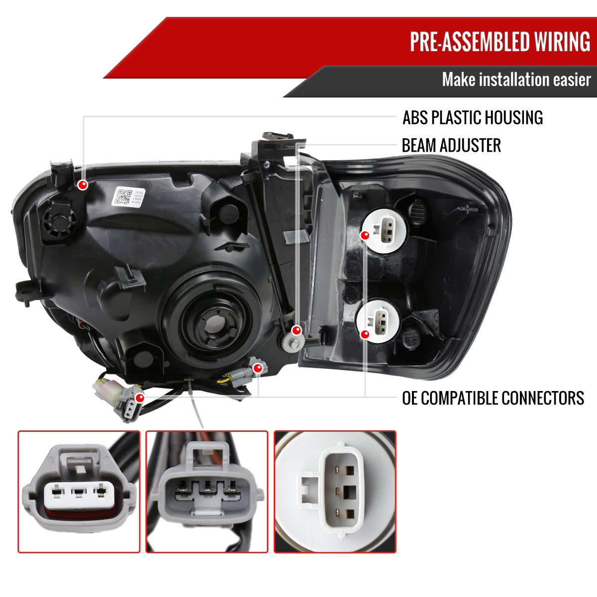 Spec-D 05-06 Tundra/05-07 Sequoia Headlights OEM Style SEQ Black