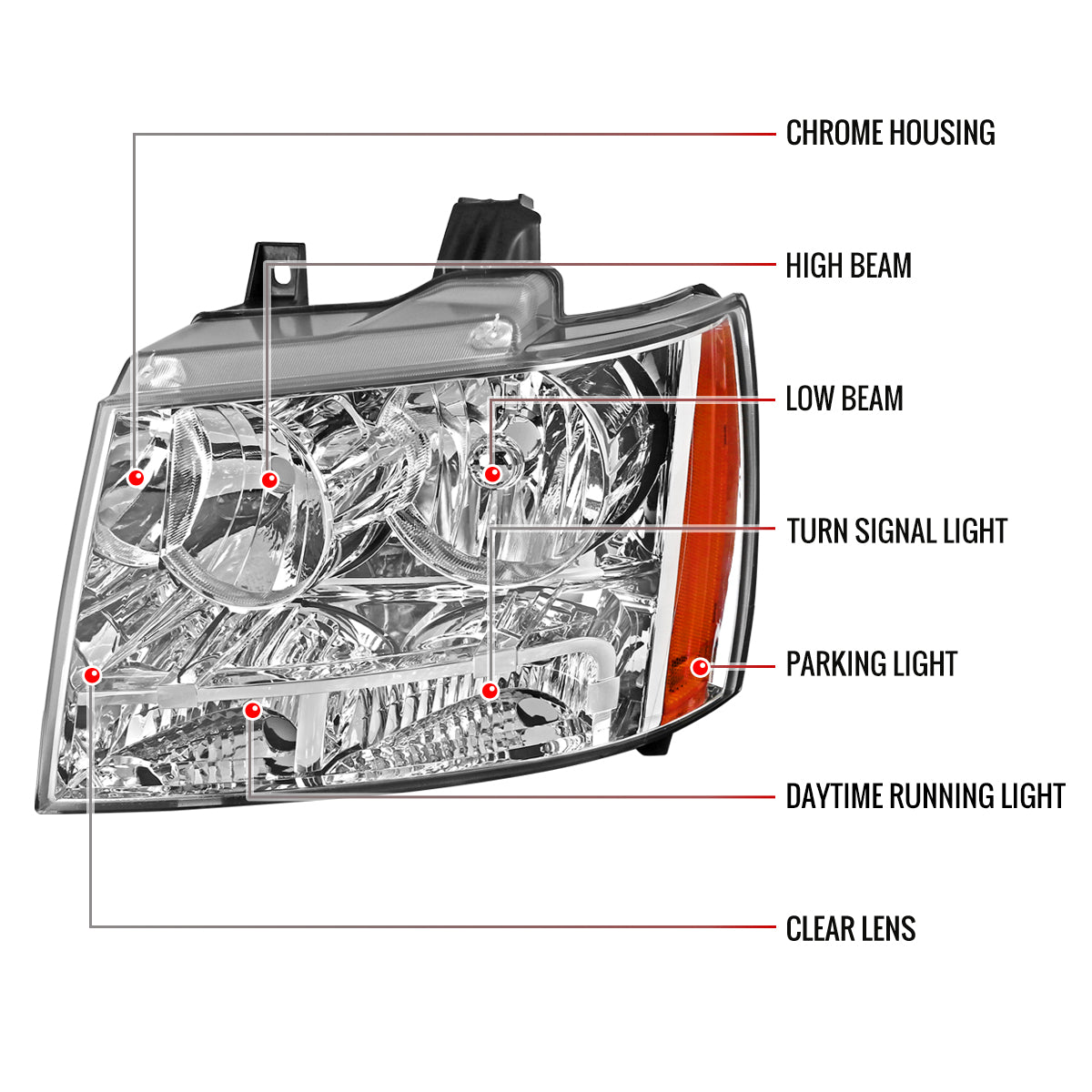 Spec-D 07-14 Chevy Avalanche/Tahoe/Suburban Headlights OE Style Chrome