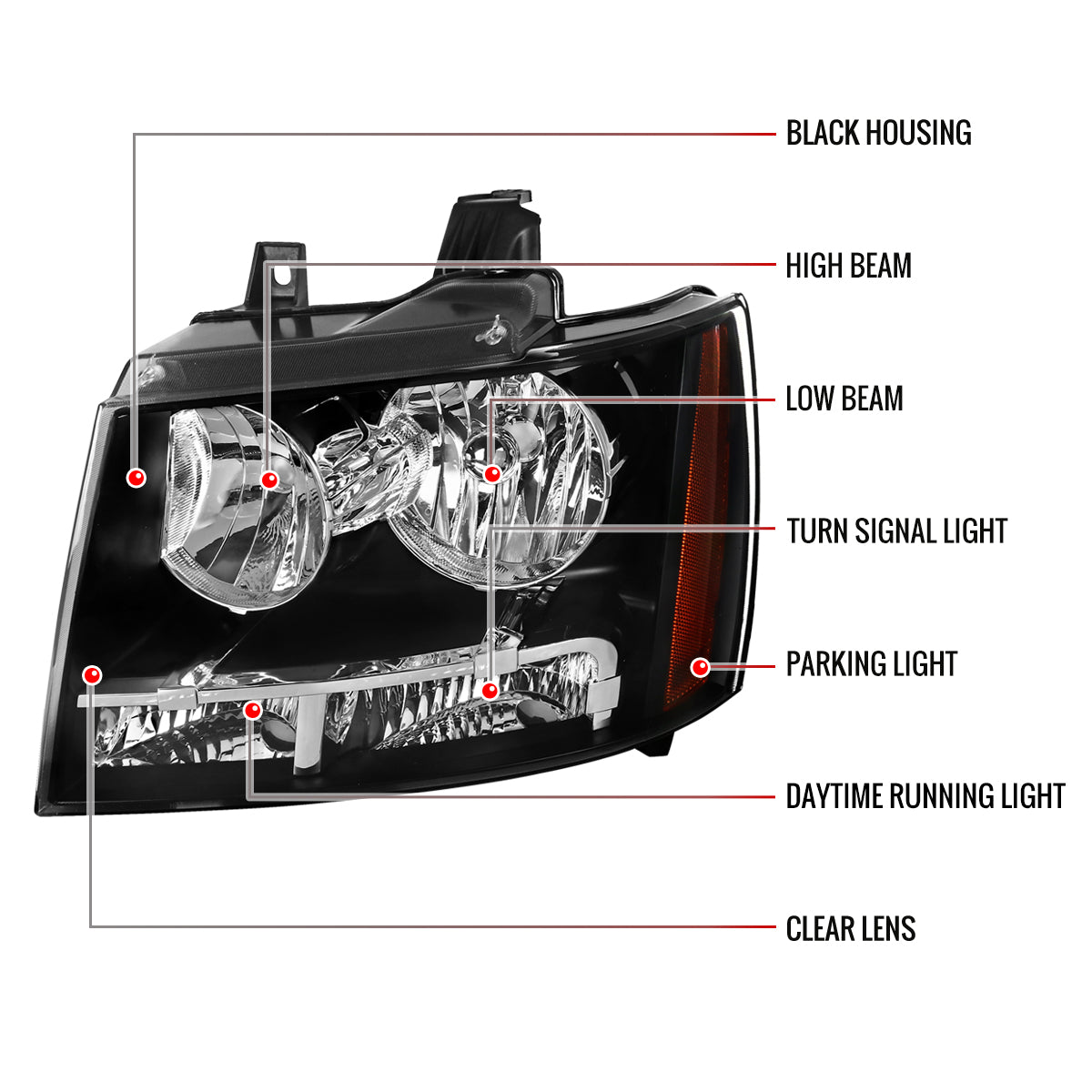 Spec-D 07-14 GMC Sierra Avalanche Headlights OEM Style Black