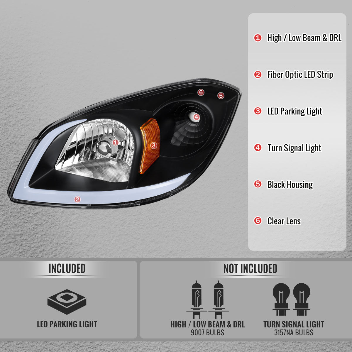 Spec-D 05-10 Cobalt Pontiac G5/Pursuit Projector Headlights Black